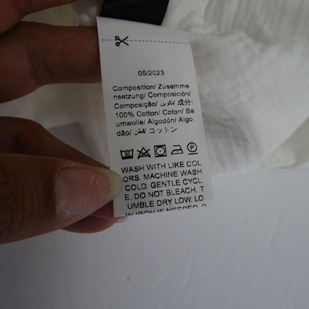 Shein One-Shoulder White Gauze Cotton Top Women Size M US Size 6 With Bow Detail - Picture 6 of 9